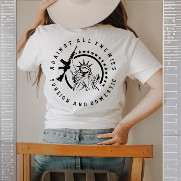 Unleash the Patriot Within: Against All Enemies Unisex T-Shirt for Awakened Republicans