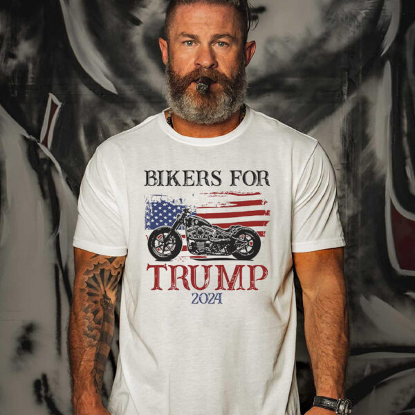 Bikers for Trump 2024: Vintage American Flag T-Shirt