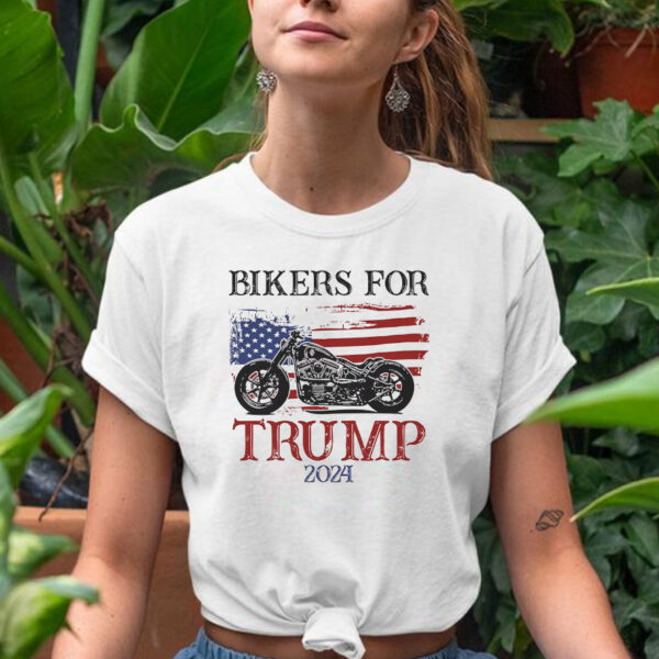 Bikers for Trump 2024: Vintage American Flag T-Shirt - Image 2