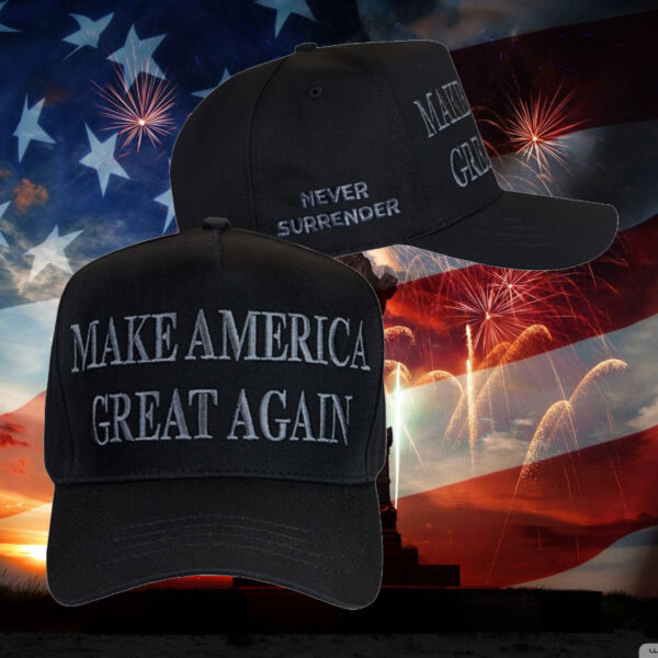 Defend Your Beliefs: Dark Day Trump NEVER SURRENDER MAGA Hat - Image 2