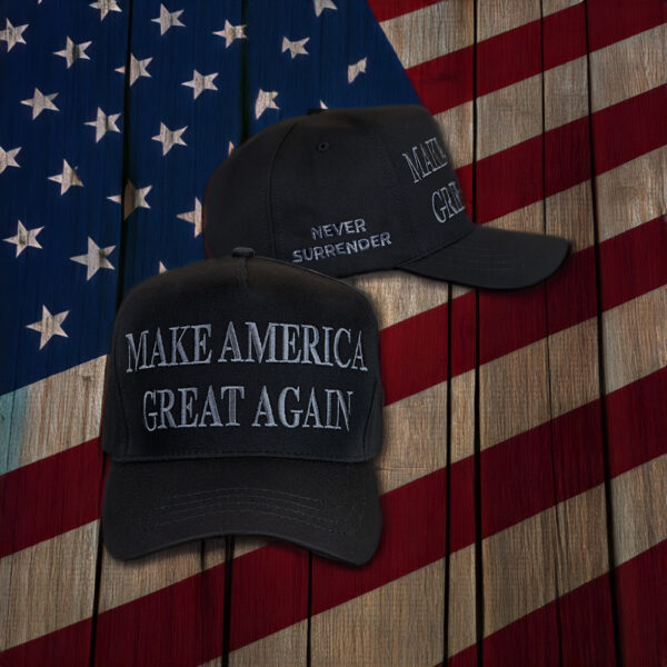 Dark Day Trump NEVER SURRENDER MAGA HAT CAP