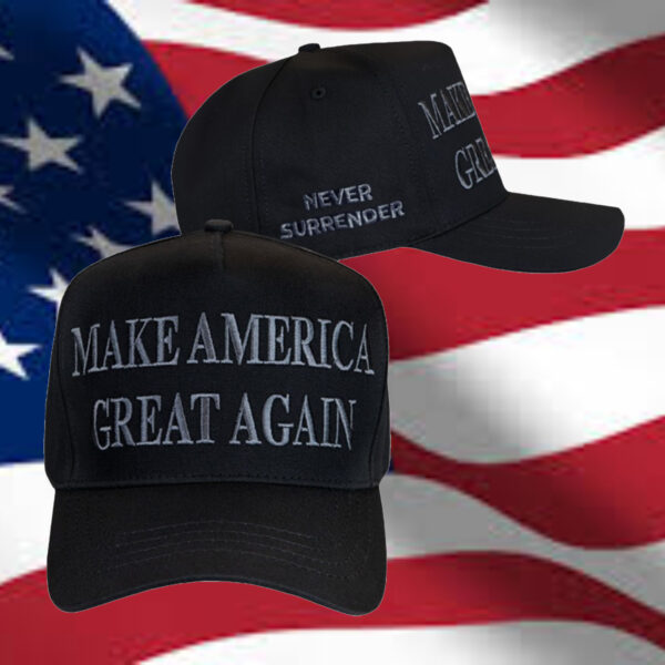 Defend Your Beliefs: Dark Day Trump NEVER SURRENDER MAGA Hat