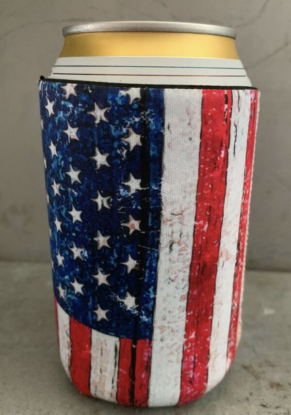 Patriotic Pride: Distressed American Flag Drink Cooler - Image 2