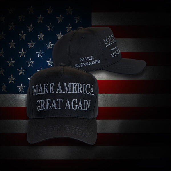 Donald J Trump Never Surrender Black MAGA Hat Cap