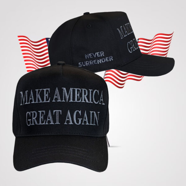 Never Surrender: Black MAGA Hat for True Patriots - Image 2