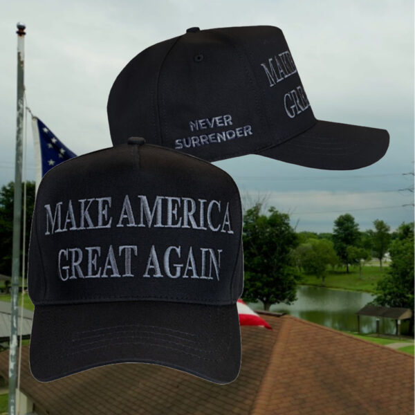 Never Surrender: Black MAGA Hat for True Patriots