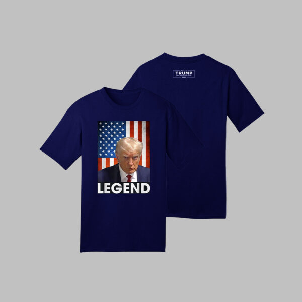 Donald Trump 2024 Mug Shot President Legend American Flag Shirt: Show Your Patriotism and Support - Image 2