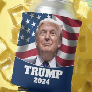 Donald Trump Photo with American Flag 2024 Can Coolers