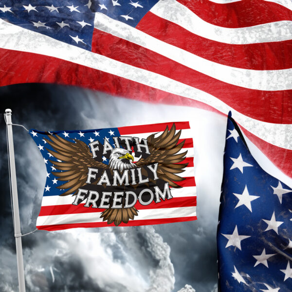 Patriotic Pride: Faith, Family, Freedom Eagle Flag