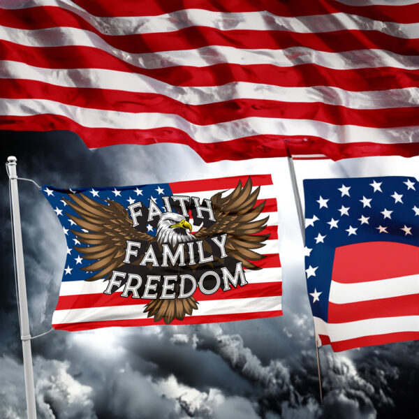 Patriotic Pride: Faith, Family, Freedom Eagle Flag - Image 2