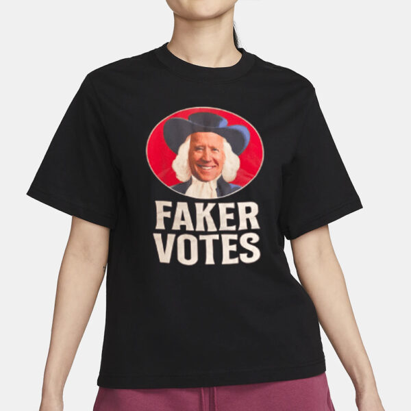 Faker Votes Quaker Biden: The Ultimate Political Statement T-Shirt - Image 2