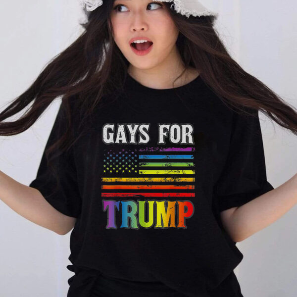 Gays for Trump: Show Your Pride with Our 2024 USA Flag Rainbow LGBT T-Shirt - Image 2