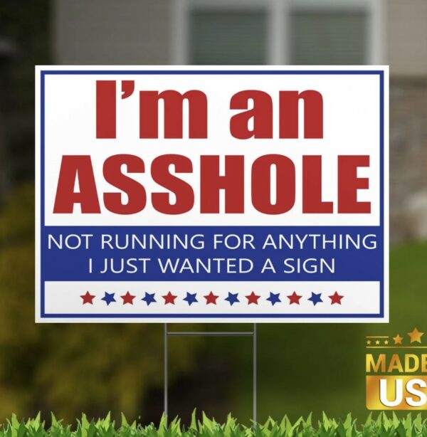 I'm an Asshole Not Running for Anything Yard Sign: Express Your Political Views with Humor