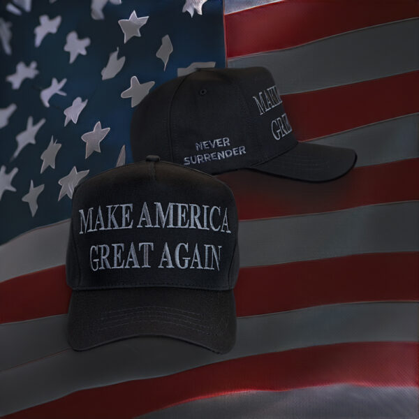 MAGA Never Surrender Black Dad Hat Cap