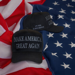 MAGA Never Surrender Black Trucker Hats