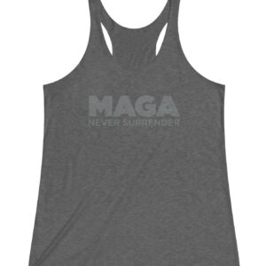 MAGA Never Surrender Black Women's Flowy Racerback Tanks