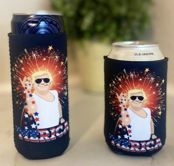 Patriotic Wedding Favors: Keep Drinks Cold with MAGA, USA, Trump 2024, 'Merica Beverage Coolers