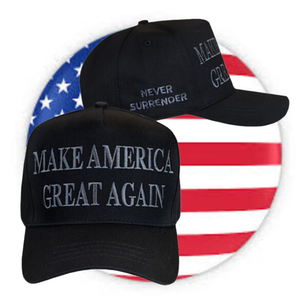 Never Surrender: Black MAGA 2024 Hat for Patriots