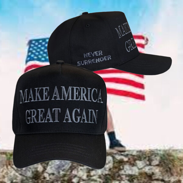 Never Surrender: Black MAGA 2024 Hat for Patriots - Image 3