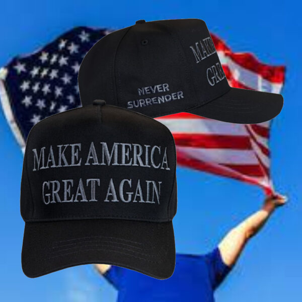 Never Surrender: Black MAGA 2024 Hat for Patriots - Image 2