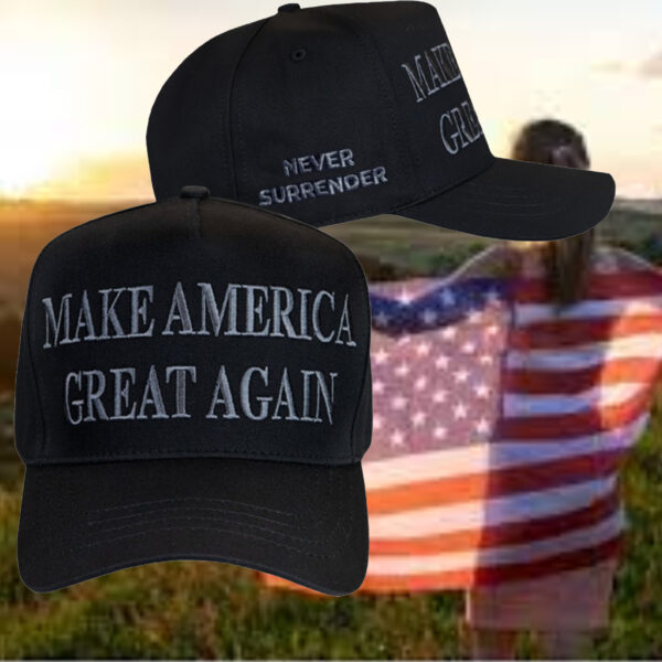 Never Surrender: Black MAGA Dad Hat for Patriots - Image 2