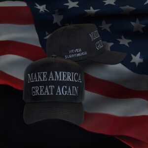 Never Surrender Black MAGA Dad Hat