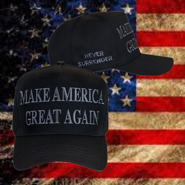 Never Surrender: Black MAGA Dad Hat for Patriots