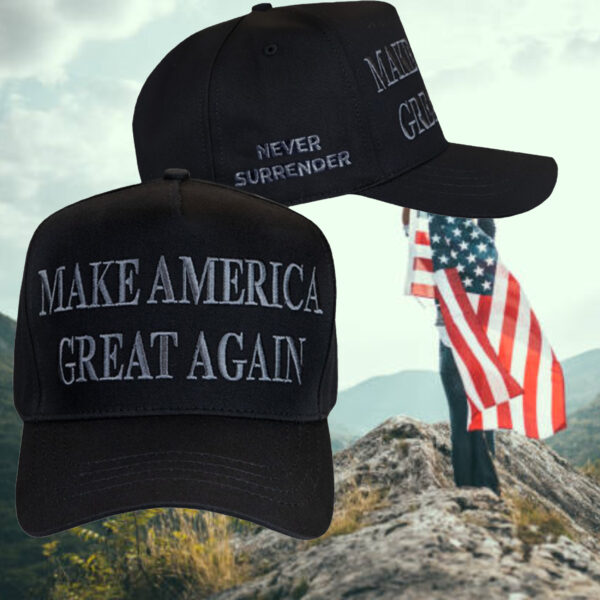 Never Surrender: Black MAGA Dad Hat for Patriots