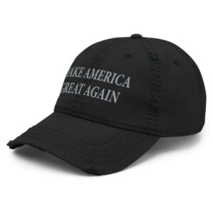 Never Surrender Black MAGA Distressed Dad Hat Cap