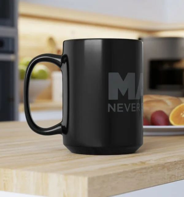 Never Surrender Black MAGA Mug 15oz Us
