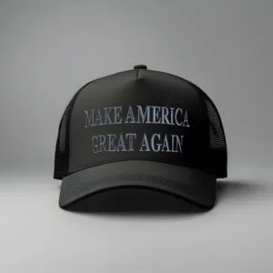 Never Surrender Black MAGA Trucker Hat