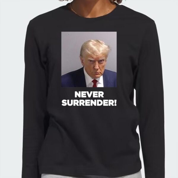 Trump Never Surrender: Premium Black Cotton T-Shirt for Patriots - Image 3