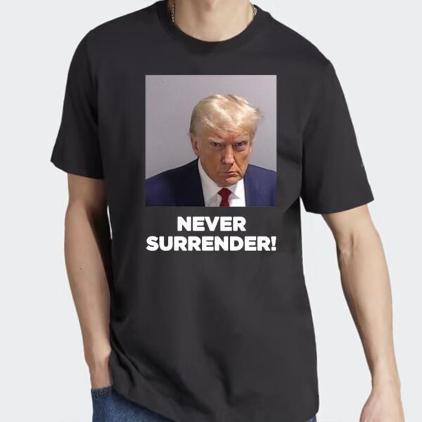 Trump Never Surrender: Premium Black Cotton T-Shirt for Patriots - Image 4