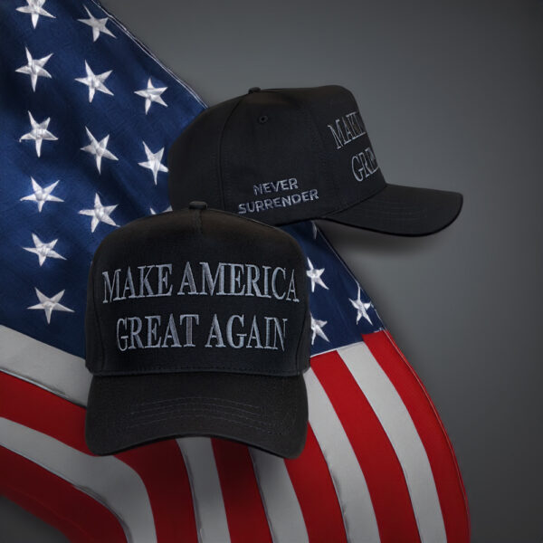 Official MAGA Gear Never Surrender Black MAGA Hats