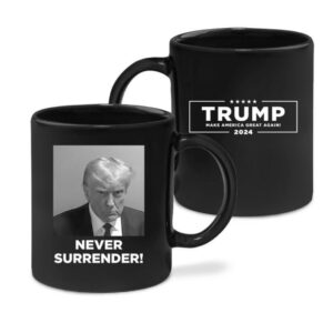 Official Trump Never Surrender Black Coffee Mug