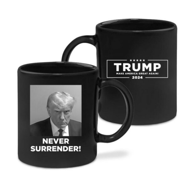 Official Trump Never Surrender Black Coffee Mug