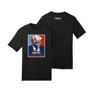 Official Trump Never Surrender Black Cotton T-Shirt