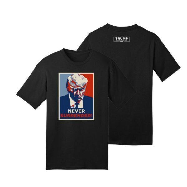 Official Trump Never Surrender Black Cotton T-Shirt