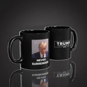 Patriot Legal Defense Fund Never Surrender Black Coffee Mug Cup