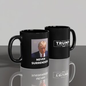 Patriot Legal Defense Fund Never Surrender Black Coffee Mug Cups