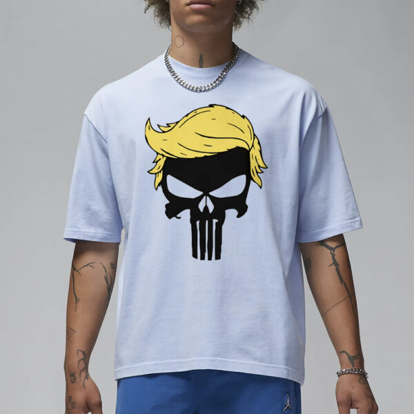 Punisher Trump: White Cotton T-Shirt for Patriots