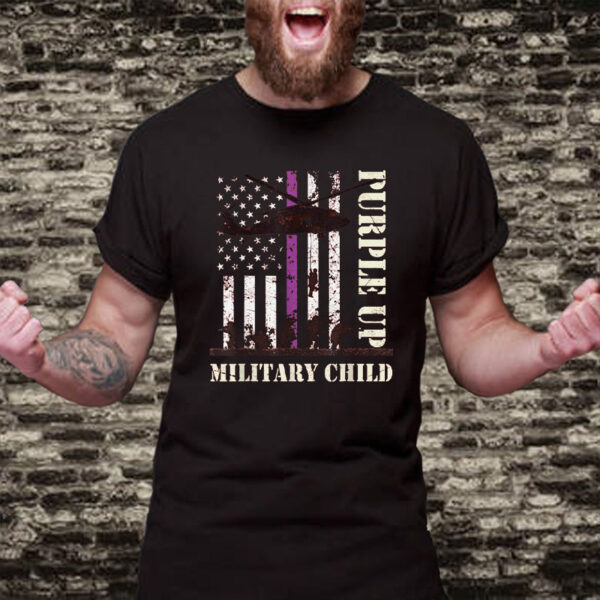 Purple Up for Military Kids: Show Your Support with Our US Flag T-Shirt - Image 2