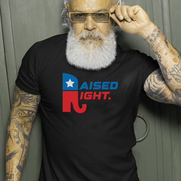 Raised Right Republican Elephant: Retro Distressed Patriotic T-Shirt