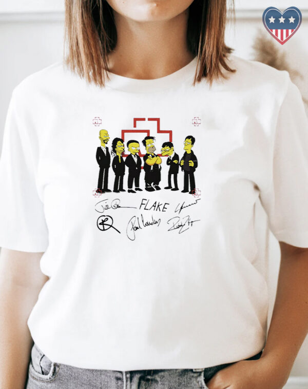 Rammstein Simpsons Flake Signatures: The Ultimate Mashup T-Shirt - Image 2