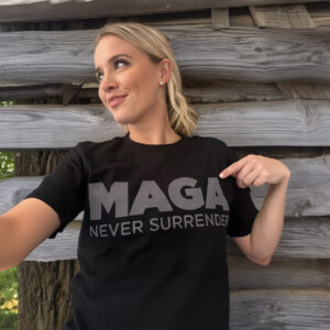 Ryann McEnany Dark MAGA Never Surrender Shirt