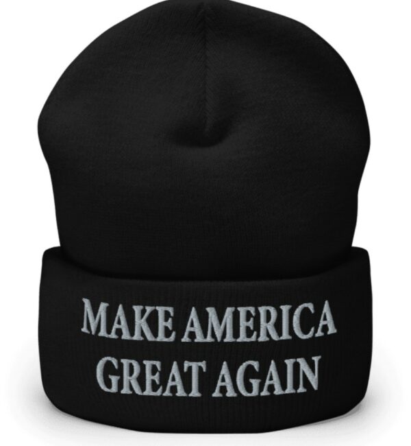 TRUMP NEVER SURRENDER: Black MAGA Cuffed Beanie - Image 2