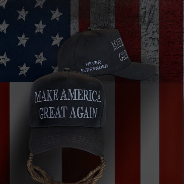 TRUMP NEVER SURRENDER: Black MAGA Baseball Cap