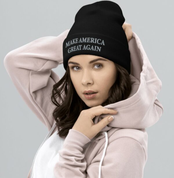 TRUMP NEVER SURRENDER: Black MAGA Cuffed Beanie