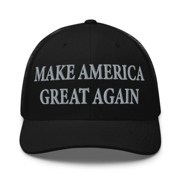 TRUMP NEVER SURRENDER: Black MAGA Trucker Hat for Patriots