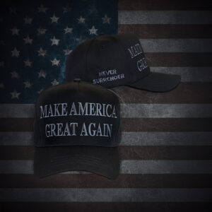 TRUMP NEVER SURRENDER BLACK MAGA hats to stand against this injustice!